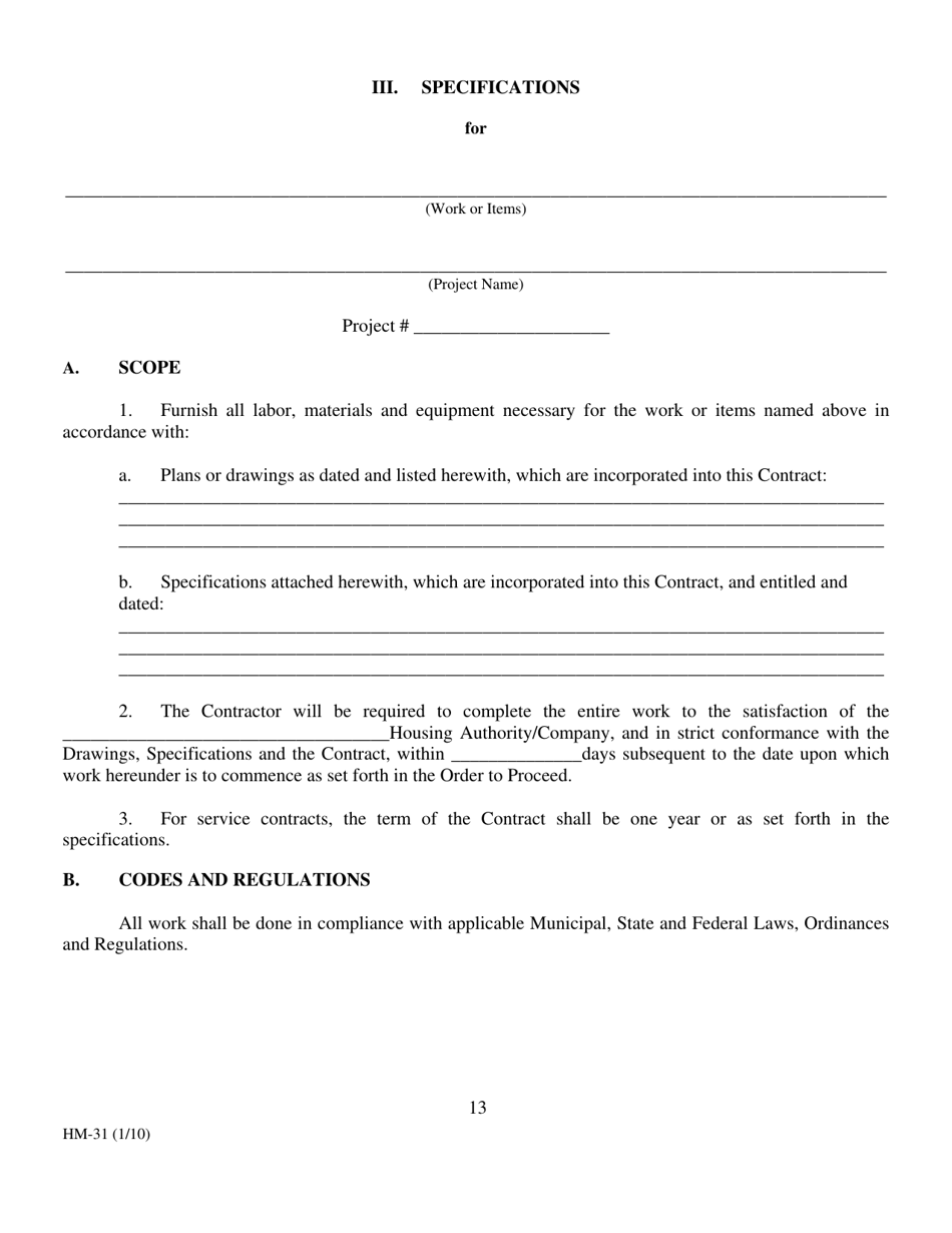 Form HM-31 Download Printable PDF or Fill Online Short Form of Contract ...