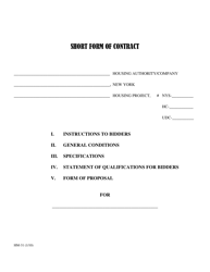 Form HM-31 Short Form of Contract - New York