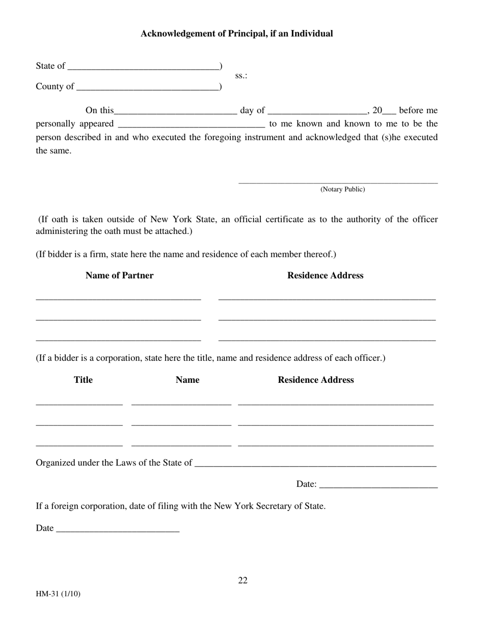 Form HM-31 Short Form of Contract - New York, Page 23