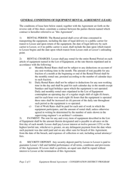 Equipment Rental Agreement (Lease) - Nevada, Page 2