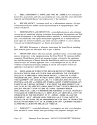Equipment Rental Agreement (Lease) - Nevada, Page 3