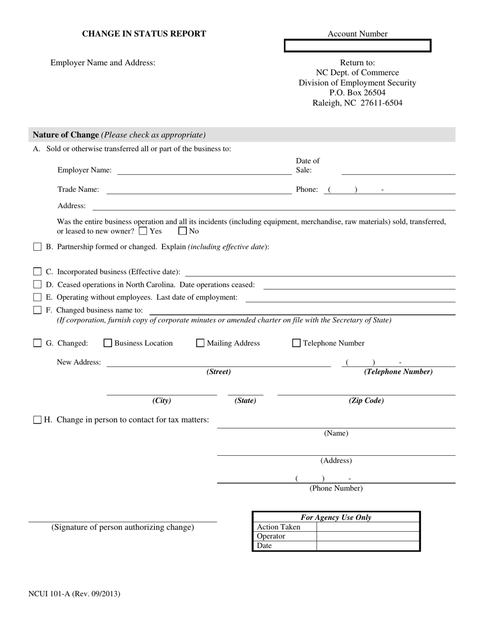 Form NCUI101A Fill Out, Sign Online and Download Fillable PDF, North