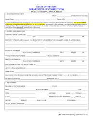 Form DOC3000 &quot;Inmate Visiting Application&quot; - Nevada