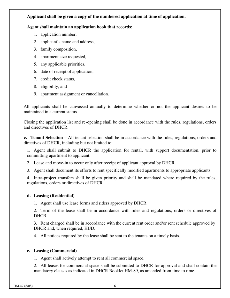 Form HM-47 Owner / Agent Agreement - New York, Page 10