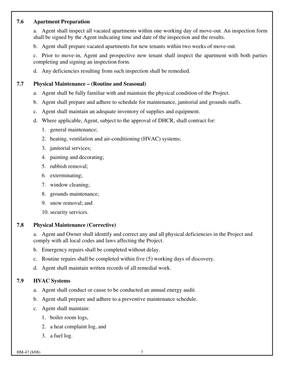 Form HM-47 Owner / Agent Agreement - New York, Page 11