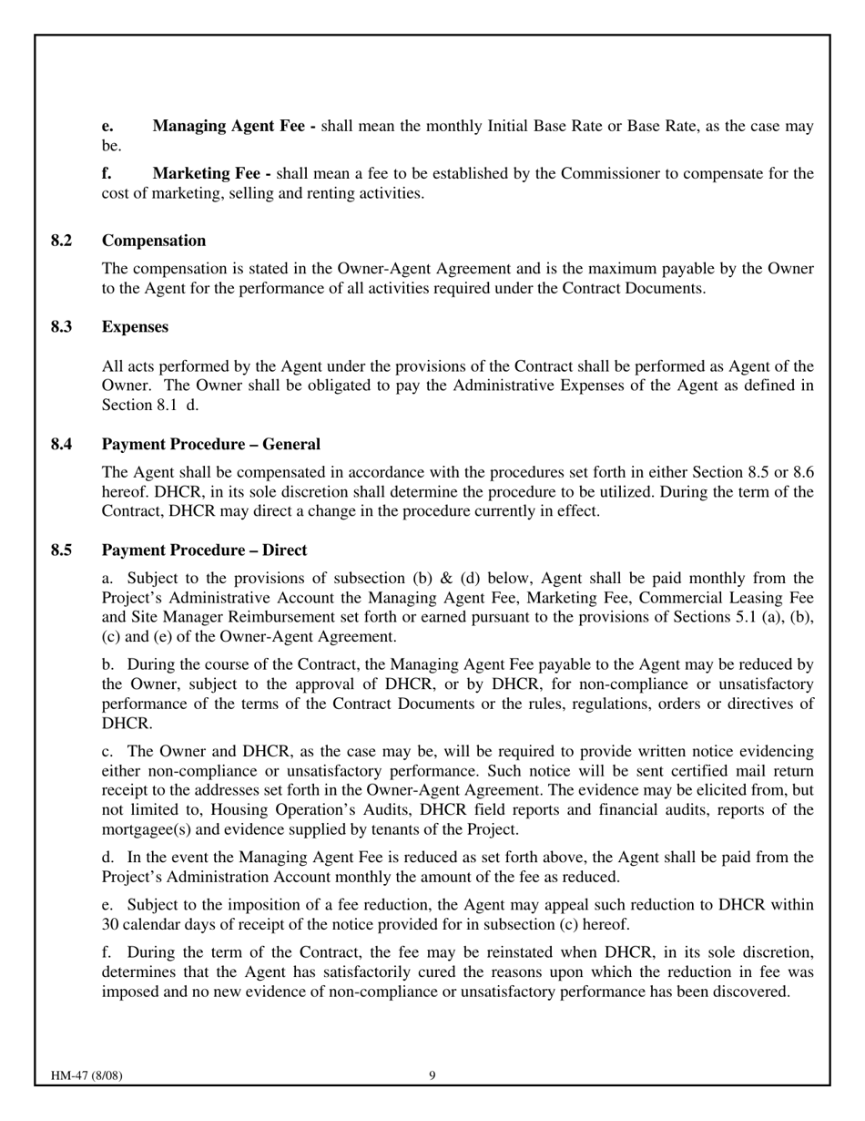 Form HM-47 Owner / Agent Agreement - New York, Page 13