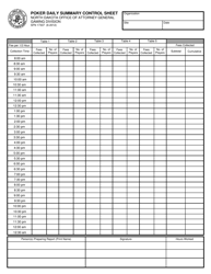 Document preview: Form SFN17337 Poker Daily Summary Control Sheet - North Dakota