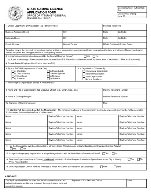 Form SFN53839  Printable Pdf