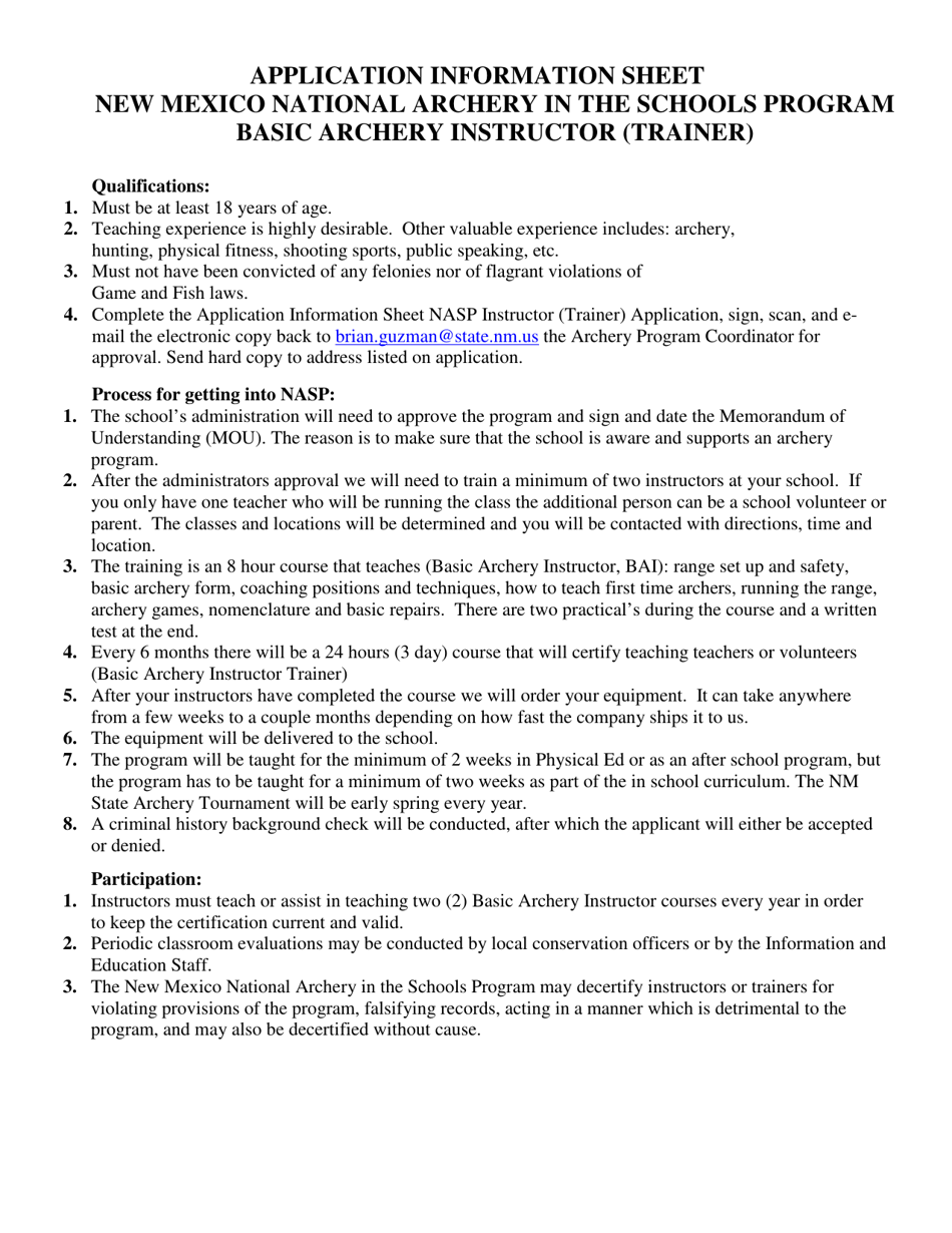 Instructor Application - New Mexico, Page 1