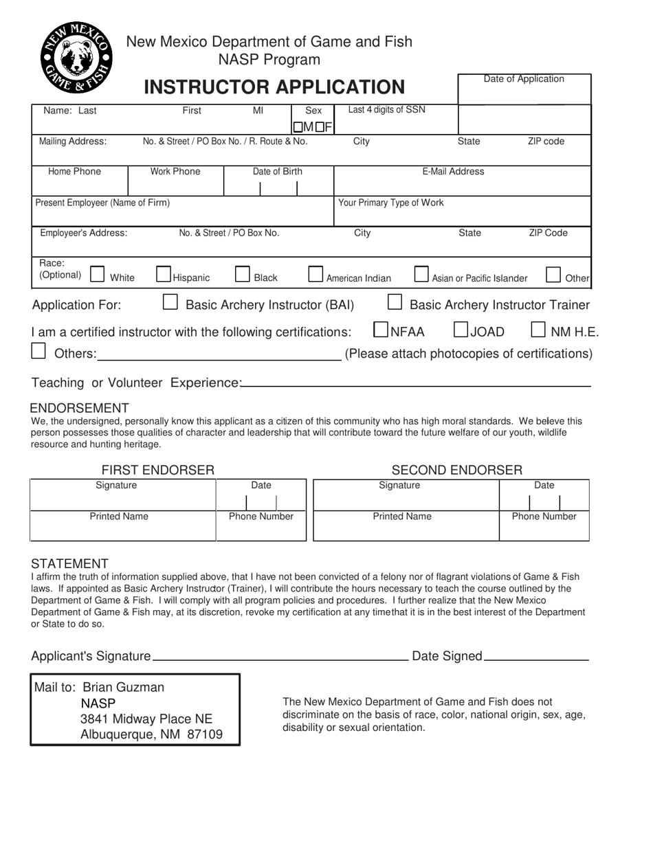 Instructor Application - New Mexico, Page 2