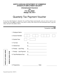 Quarterly Tax Payment Voucher - North Carolina