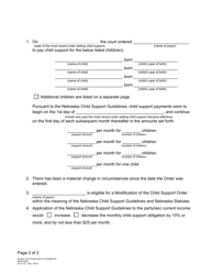 Form DC6:15.7 Answer and Counterclaim to Complaint for Modification (Child Support) - Nebraska, Page 2