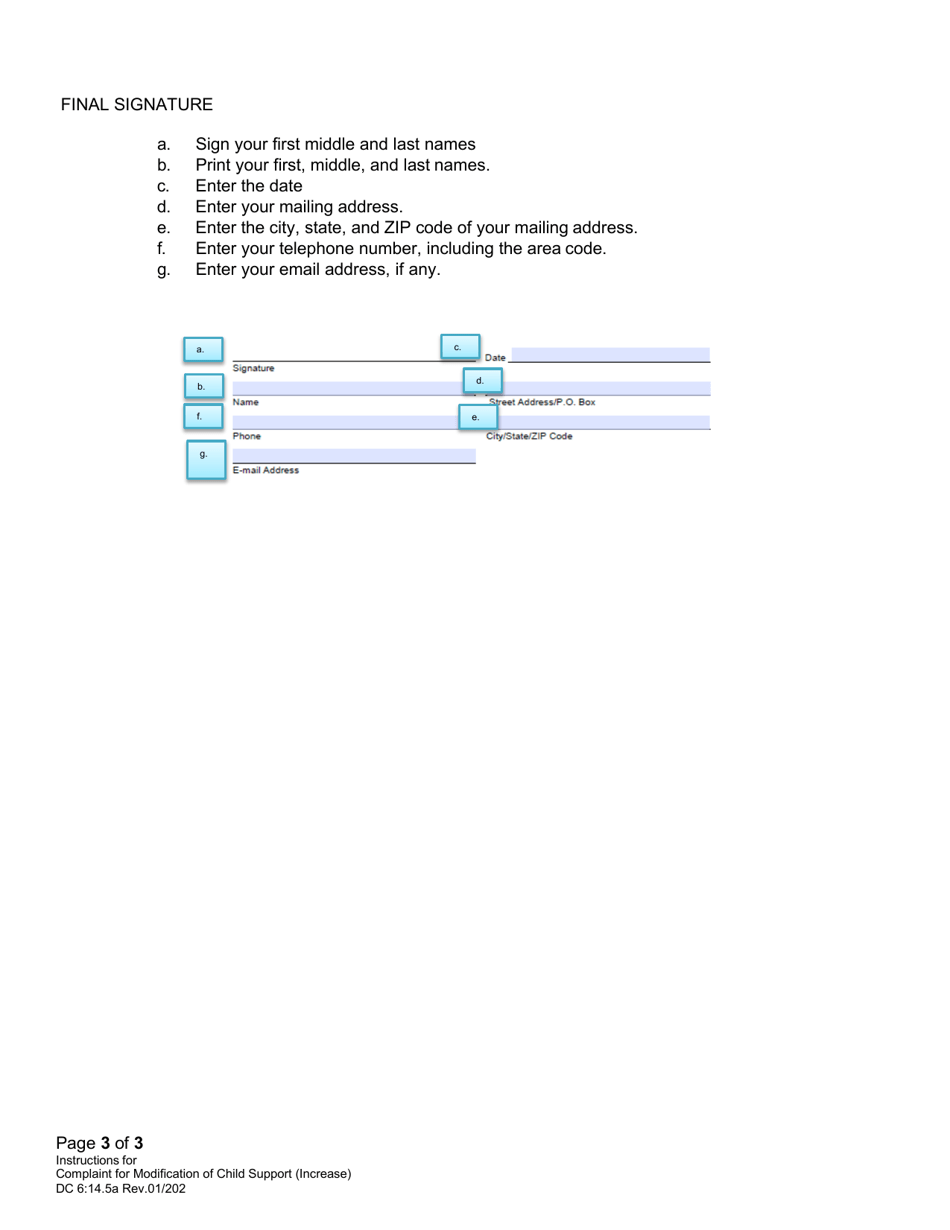 Instructions for Form DC6:14.5 Complaint for Modification of Child Support (Increase) - Nebraska, Page 3
