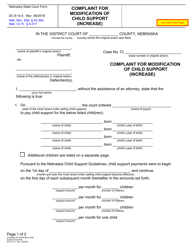 Form DC6:14.5 Complaint for Modification of Child Support (Increase) - Nebraska