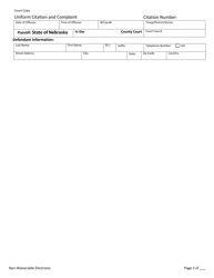 Form CH6ART14APP5J Uniform Citation and Complaint - Non-waiverable - Court Copy - Nebraska, Page 2