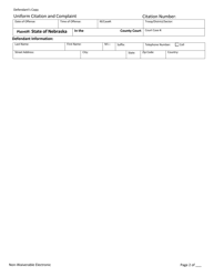 Form CH6ART14APP5M Uniform Citation and Complaint - Non-waiverable - Defendant&#039;s Copy - Nebraska, Page 2