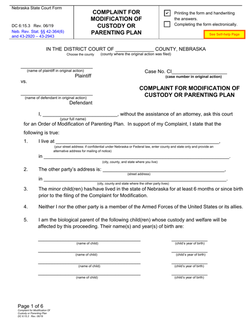 Form DC6:15.3  Printable Pdf