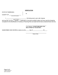 Form DC6:15.3 Complaint for Modification of Custody or Parenting Plan - Nebraska, Page 6