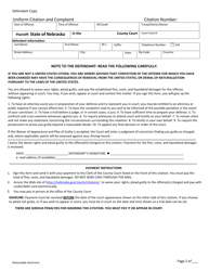 Form CH6ART14APP5I Uniform Citation and Complaint Form - Waiverable - Defendant Copy - Nebraska, Page 2