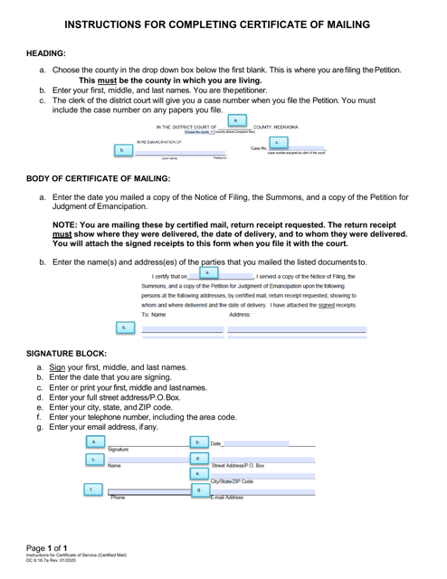 Form DC6:16.7  Printable Pdf