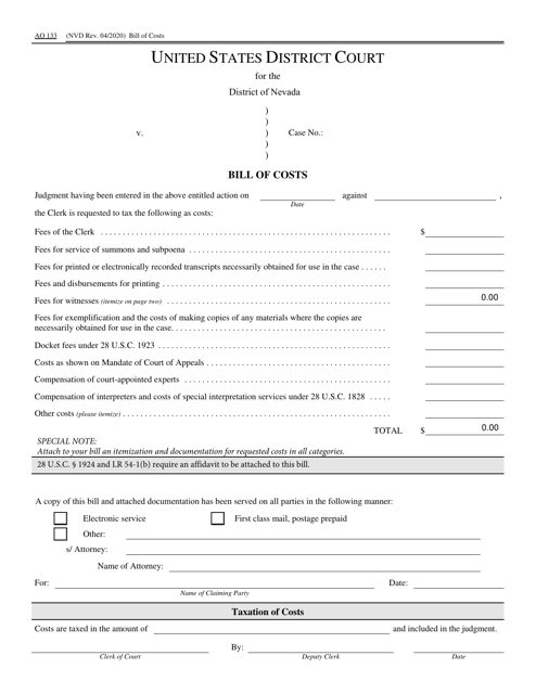 Form AO133  Printable Pdf