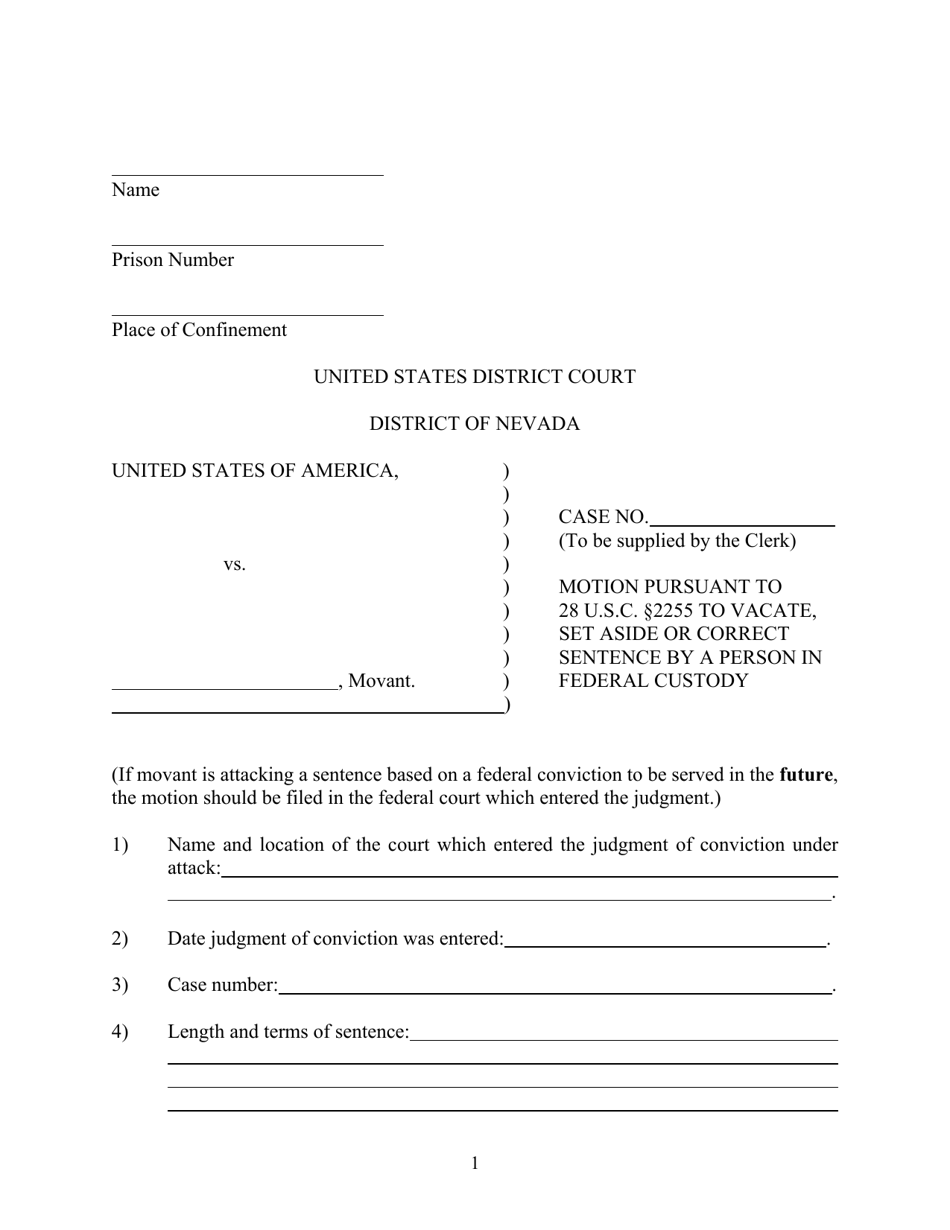 Motion Pursuant to 28 U.s.c. 2255 to Vacate, Set Aside or Correct Sentence by a Person in Federal Custody - Nevada, Page 3