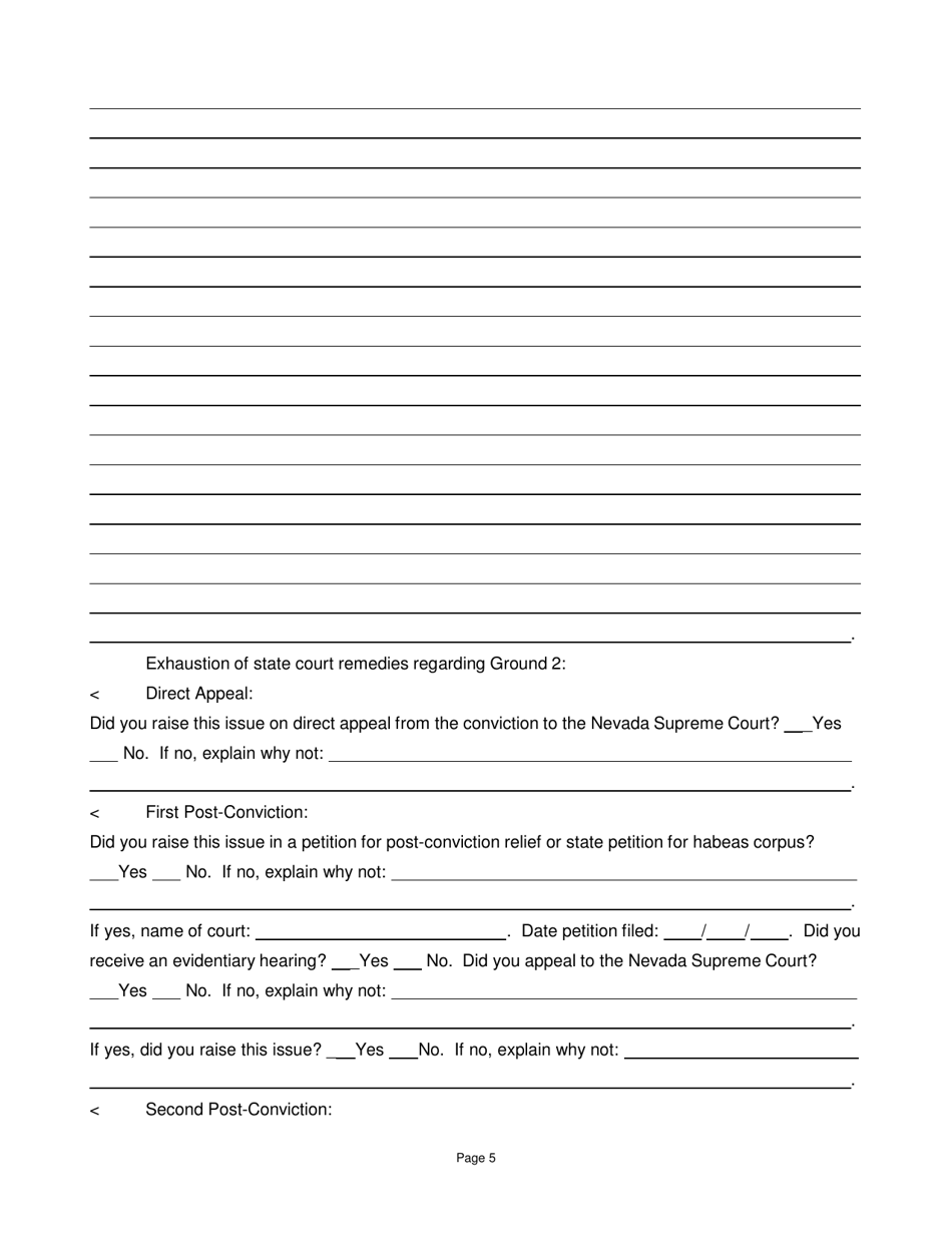 Nevada petition for a Writ of Habeas Corpus Pursuant to 28 U.s.c. 2254 ...