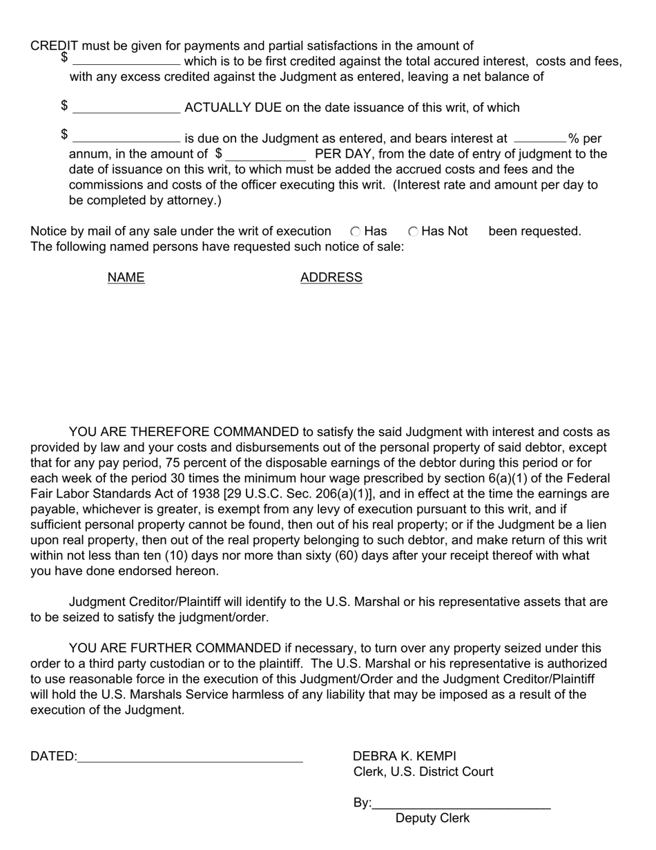 Nevada Affidavit And Request For Issuance Of Writ Of Execution Fill Out Sign Online And