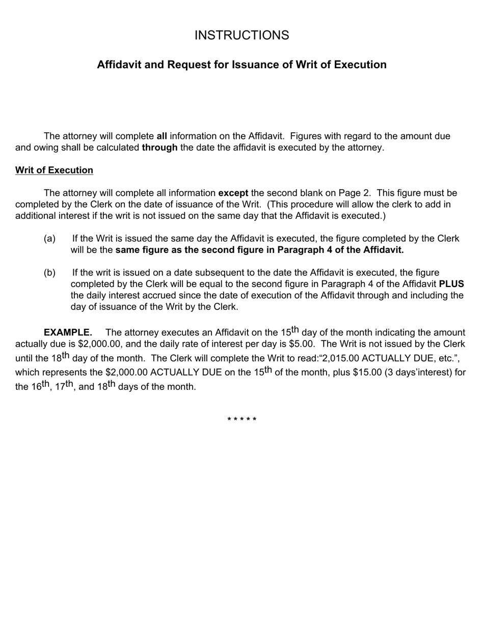 Affidavit and Request for Issuance of Writ of Execution - Nevada, Page 5
