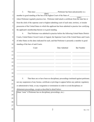 Verified Petition for Permission to Practice in This Case Only by Attorney Not Admitted to the Bar of This Court and Designation of Local Counsel - Nevada, Page 2