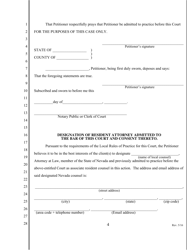 Verified Petition for Permission to Practice in This Case Only by Attorney Not Admitted to the Bar of This Court and Designation of Local Counsel - Nevada, Page 4