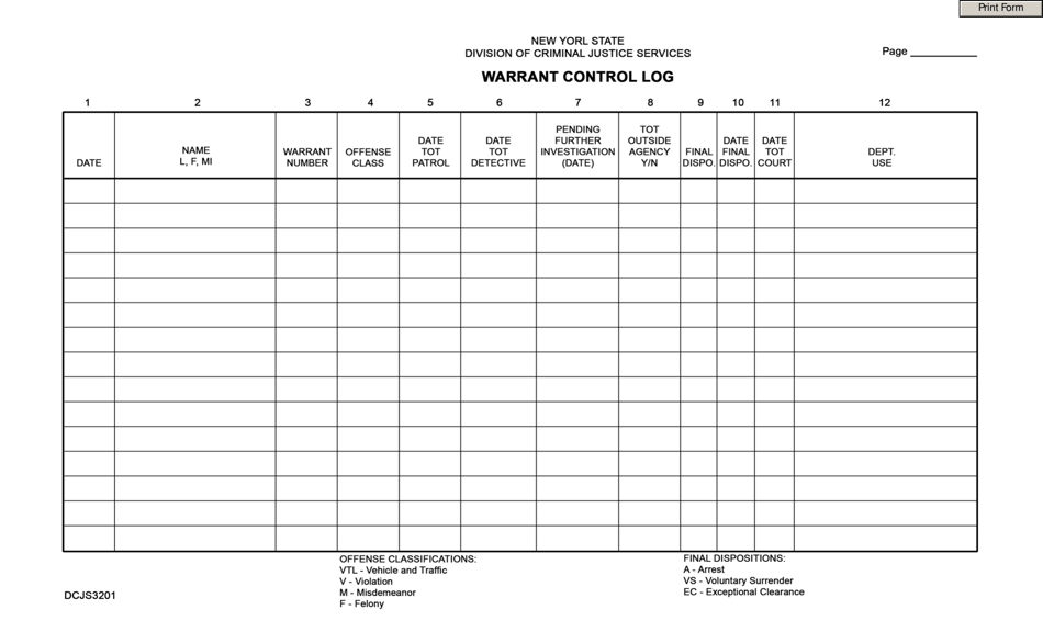 Form DCJS3201 - Fill Out, Sign Online and Download Fillable PDF, New ...