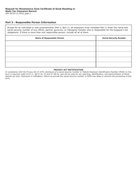 Form SFN28220 Request for Renaissance Zone Certificate of Good Standing or State Tax Clearance Record - North Dakota, Page 2