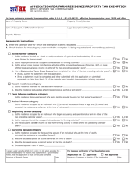 Form SFN24737 Application for Farm Residence Property Tax Exemption - North Dakota