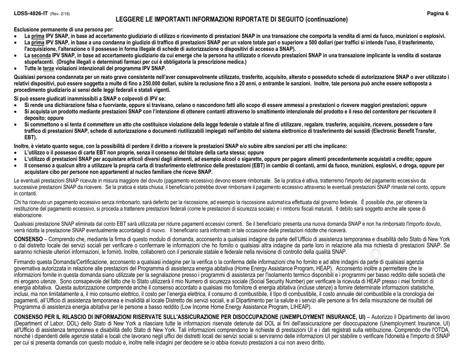 Form LDSS-4826 Supplemental Nutrition Assistance Program (Snap) Application / Recertification - New York (Italian), Page 7