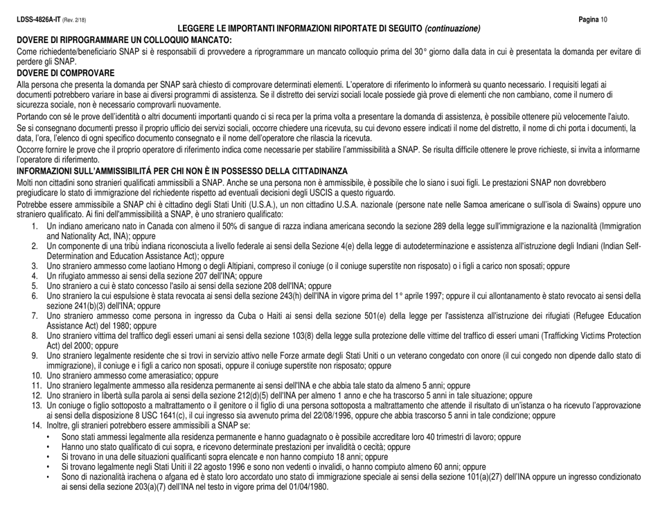 Download Instructions for Form LDSS4826 Supplemental Nutrition