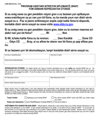 Document preview: Form LDSS-4942 Supplemental Nutrition Assistance Program (Snap) Authorized Representative Request Form - New York (Haitian Creole)