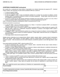Form LDSS-4942 Supplemental Nutrition Assistance Program (Snap) Authorized Representative Request Form - New York (Italian), Page 2