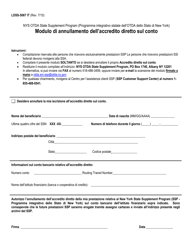 Document preview: Form LDSS-5067 Direct Deposit Cancellation Form - New York (Italian)