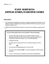 Document preview: Form LDSS-4726 TANF Services Application/Certification - New York
