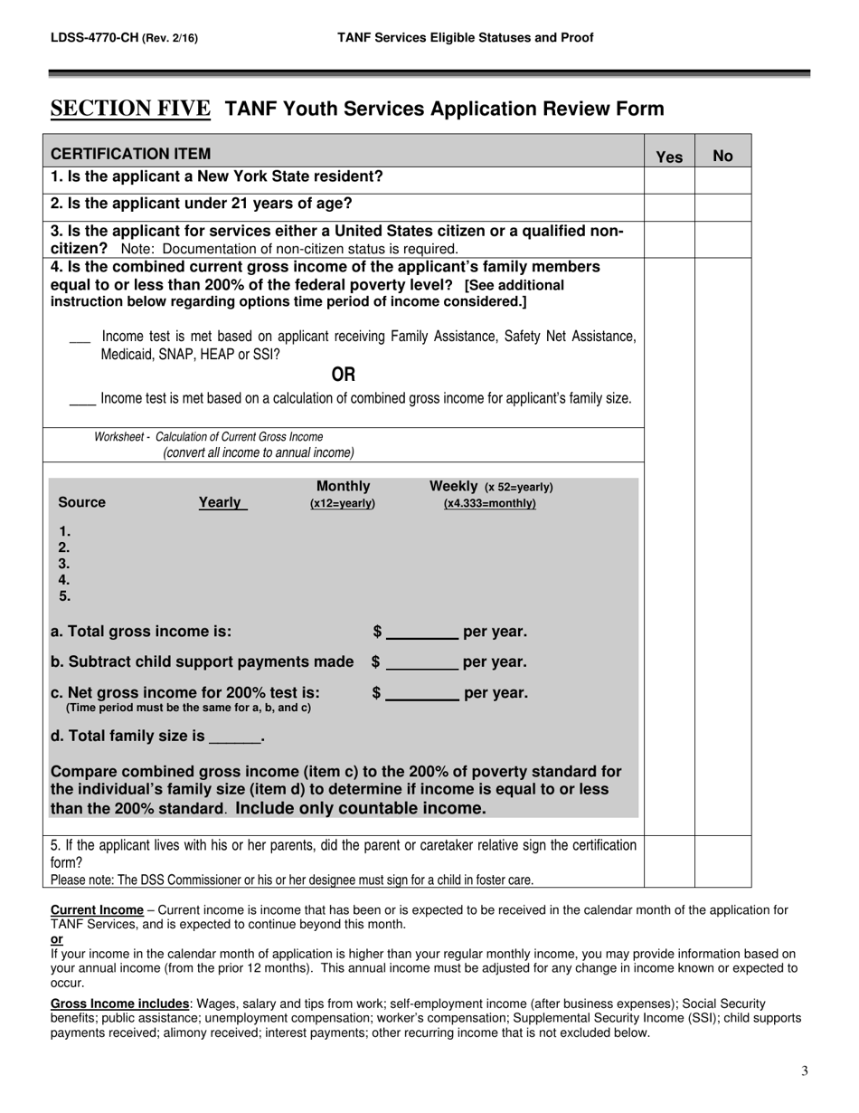Form LDSS-4770 TANF Youth Services Application - New York (English / Chinese), Page 3