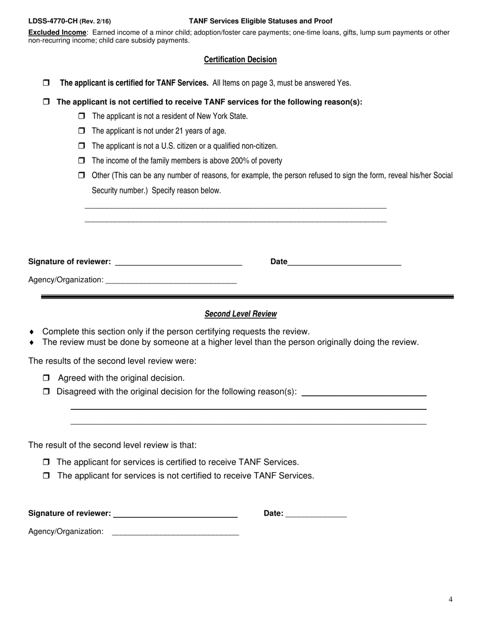 Form LDSS-4770 TANF Youth Services Application - New York (English / Chinese), Page 4