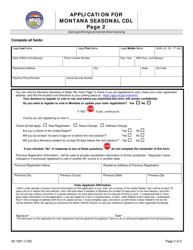 Form 20-1901 Application for Montana Seasonal Cdl - Montana, Page 2