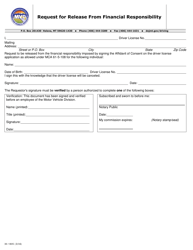 Document preview: Form 30-1805 Request for Release From Financial Responsibility - Montana