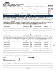 Document preview: Form NPERS1300 Beneficiary Designation Form - Nebraska