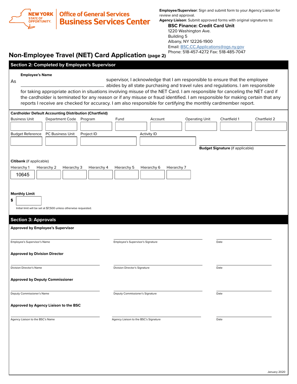 Non-employee Travel (Net) Card Application - New York, Page 2