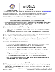 Form MV32 &quot;Application for Dealer License Checklist&quot; - Montana