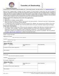 Form MV34 &quot;Transfer of Dealership&quot; - Montana