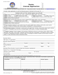 Form MV25 Dealer License Application - Montana