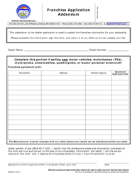Document preview: Form MV25A Franchise Application Addendum - Montana